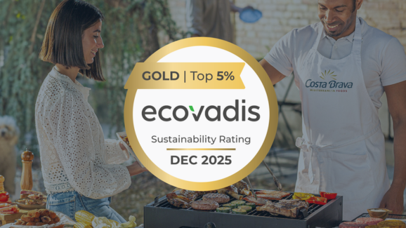 En Costa Brava Mediterranean Foods celebramos un nuevo logro: obtenemos la medalla Gold de Ecovadis